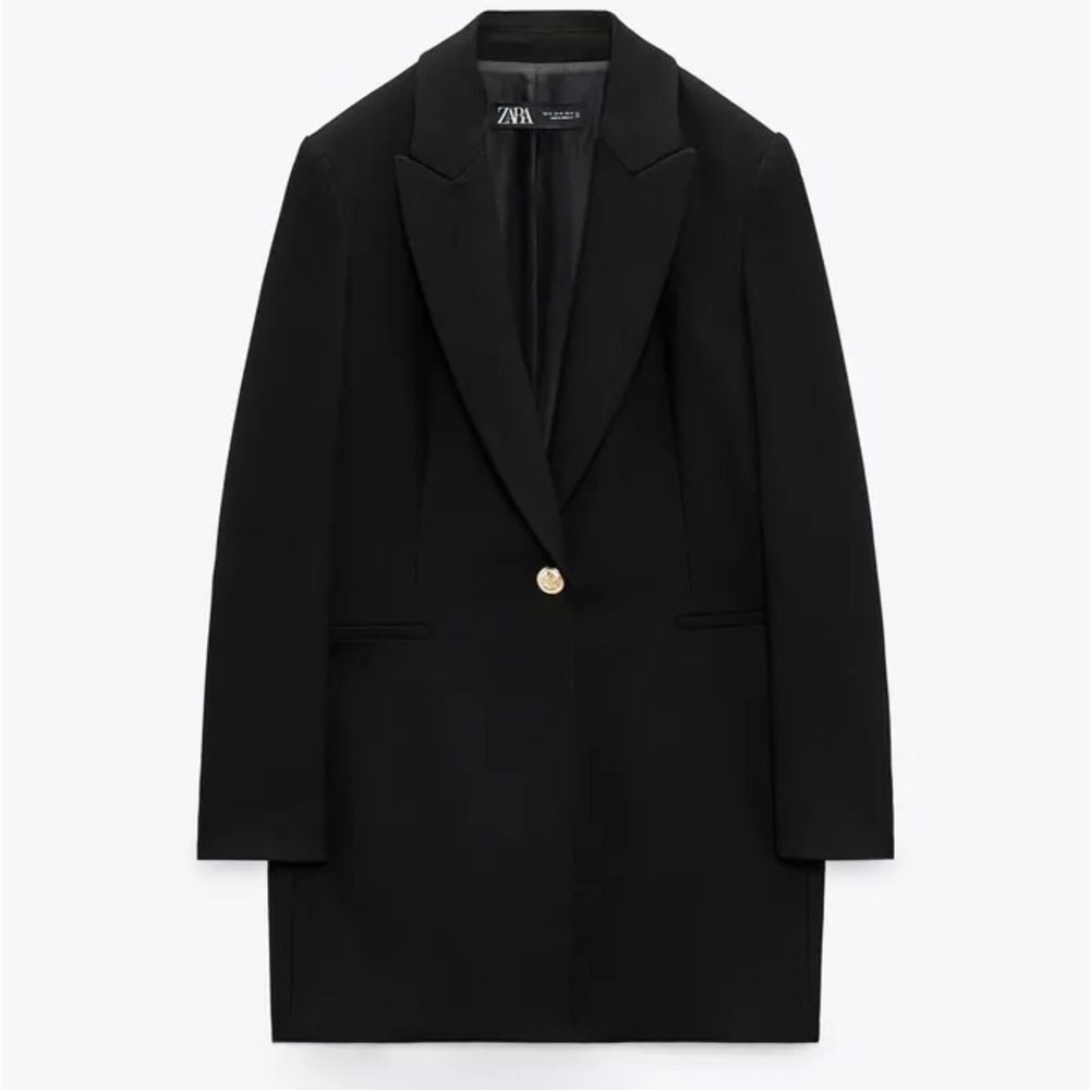 ZARA Single Button Long Fitted Blazer - Medium NWT